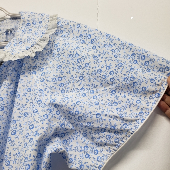 Vintage Kingley Button Down Short Sleeve Midi Ditsy Floral Night Shirts Medium - Picture 7 of 14